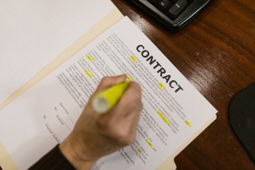 contract being highlighted
